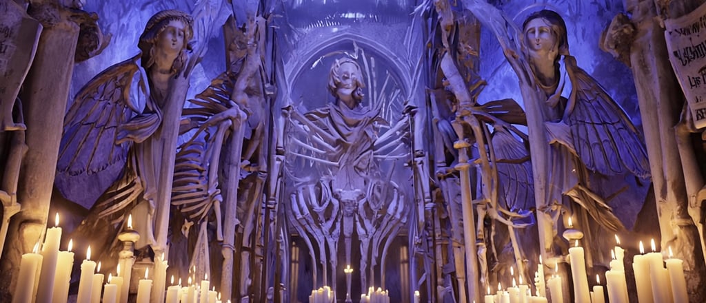 a church altar with candles and candles