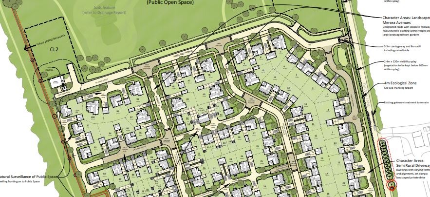 reserved matters for 100 dwellings in west mersea essex