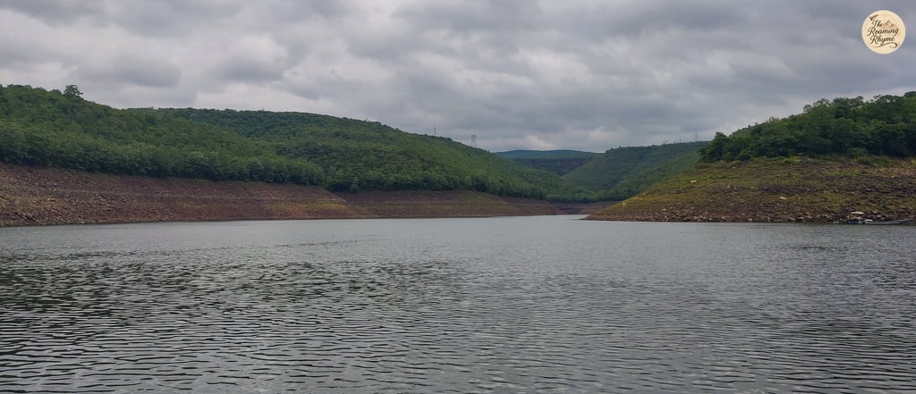 Calm Krishna River between Nallamala Hills - en route to Akkamahadevi Caves.i Srisailam