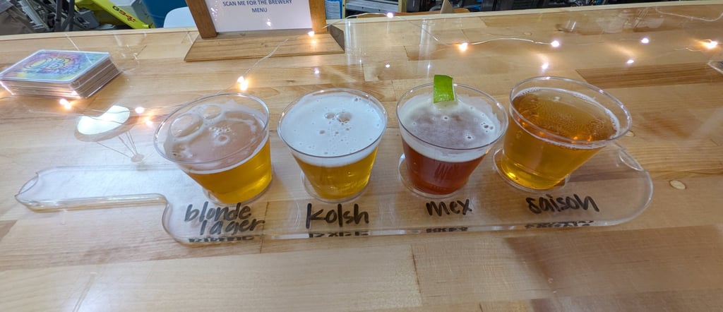 glasses of beer at Northern OBX brewing