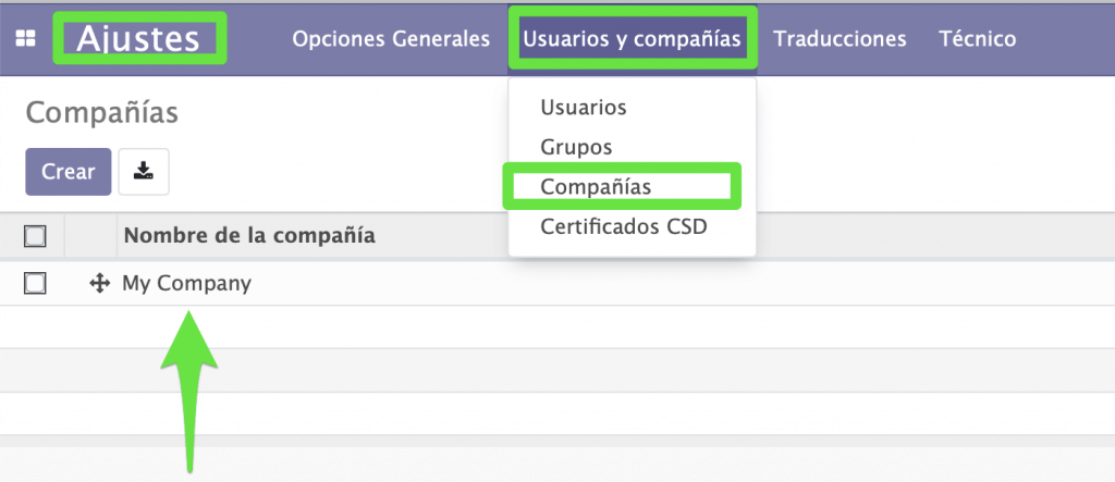 usuarios y compañías