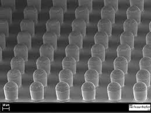 SEM image of semiconductor solder bumps