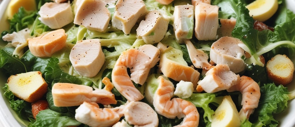 A luxurious black and gold plated dish featuring spiced crab with vibrant garnishes on a dark elegant table.