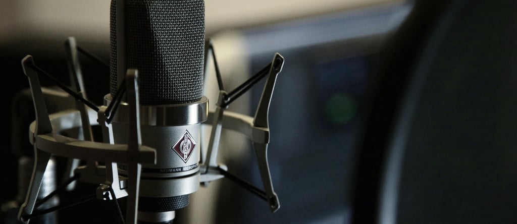 a microphone in a recording studio