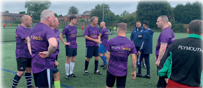 The football team getting ready for a match