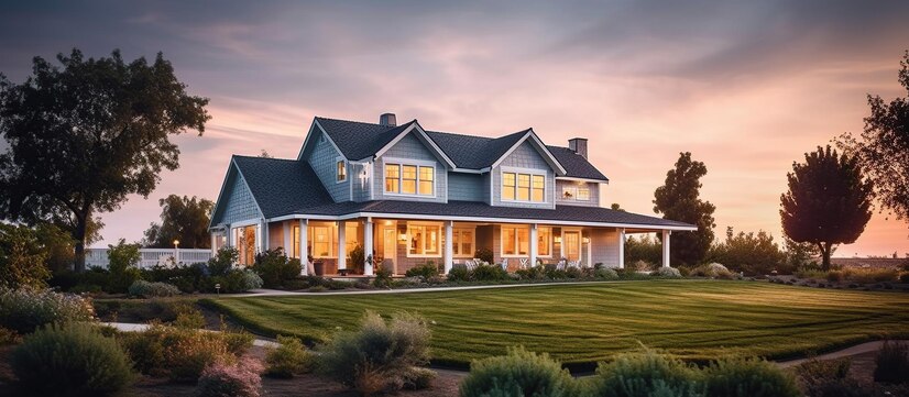 Large house in San Antonio sunset