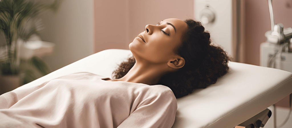 A woman feeling a little hesitant about having a pelvic floor assessment