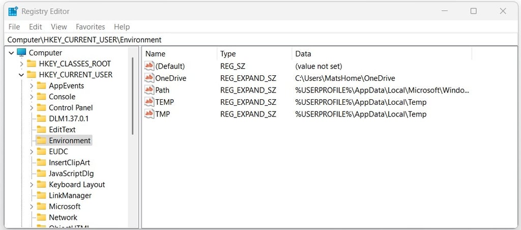 Windows Registry Editor