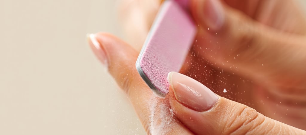 lima rosa che lima il bordo libero dell'unghia naturale