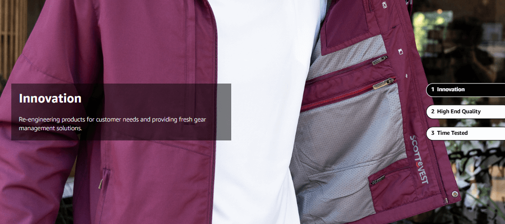 Scottevest travel jacket with hidden pockets