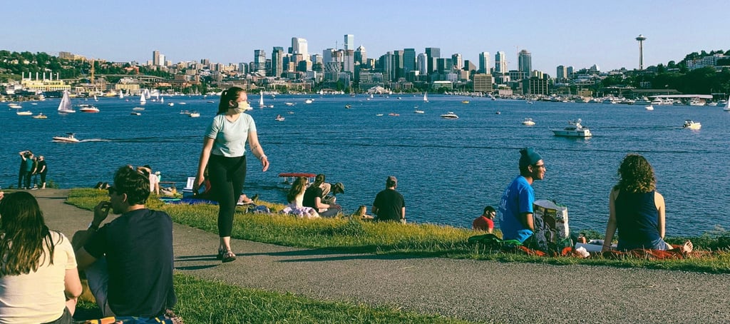 Gas Works Park in Seattle, Washington overlooking Lake Union and Seattle