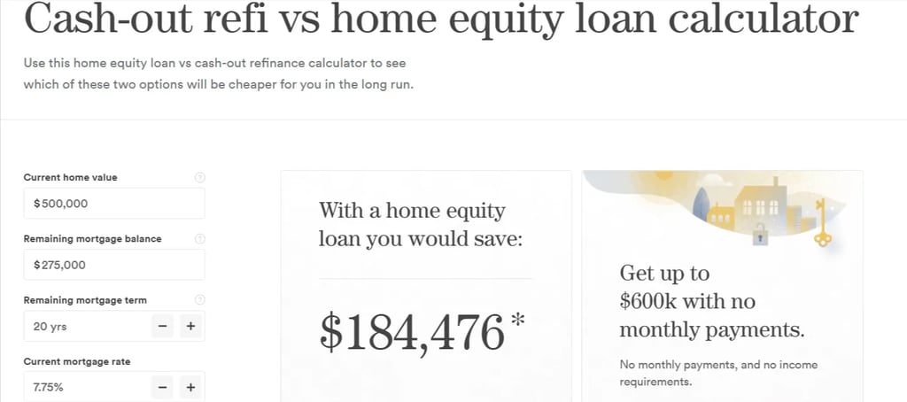 point.com cash out vs heloc calculator