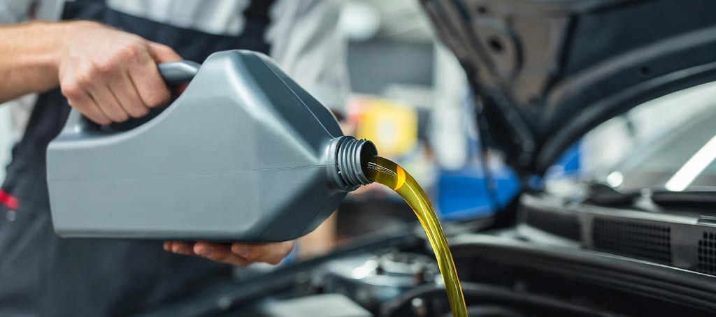 Engine oil being Poured in to the engine
