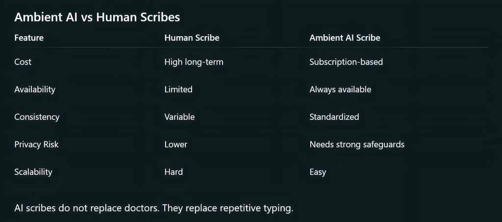 Ambient AI vs Human Scribes