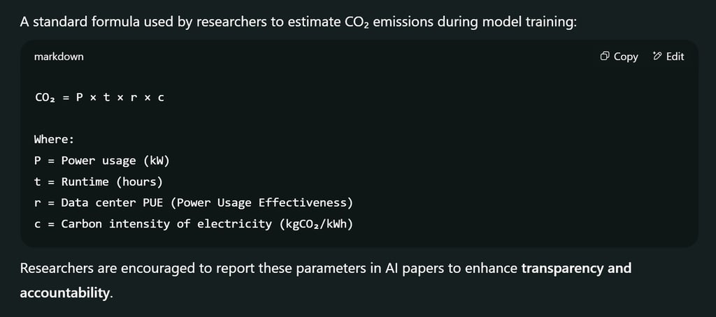 Bonus: Formula for CO₂ Emission Estimation in AI