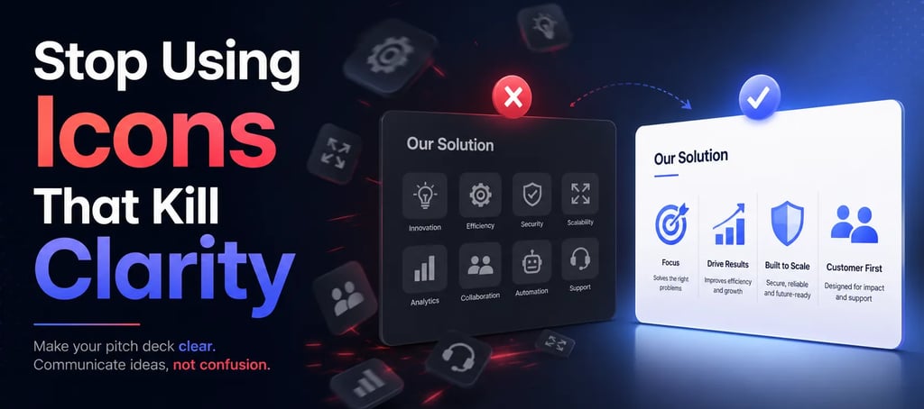 Stop Using Icons That Kill Clarity in Pitch Decks