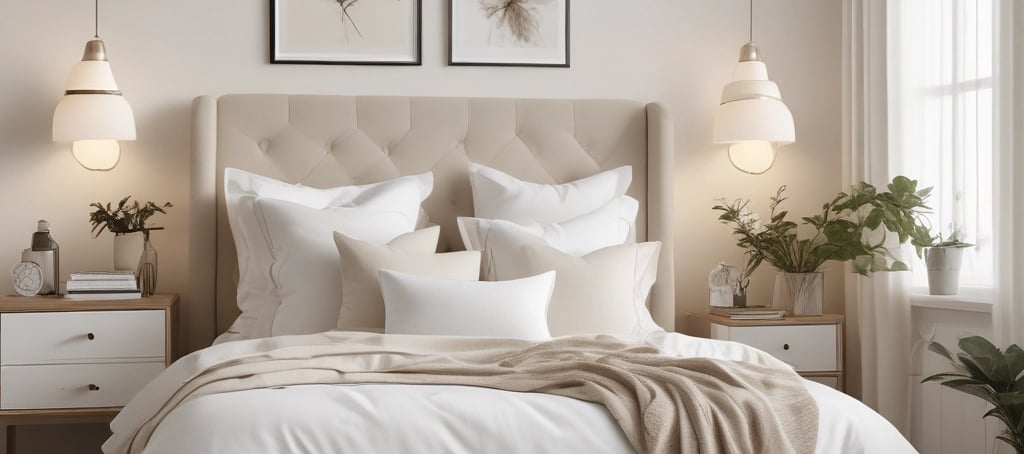 powered-off floor lamp beside comforter