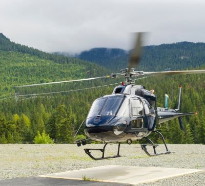 a helicopter that is sitting on a runway