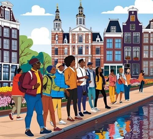 people walking in amsterdam