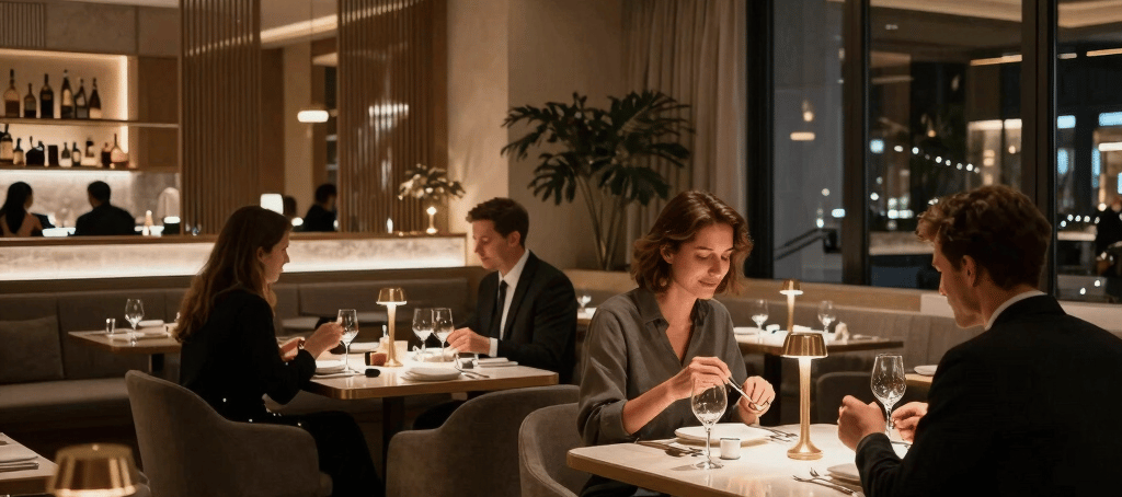 restaurant bistronomique élégant, salle restaurant haut de gamme, expérience client restaurant