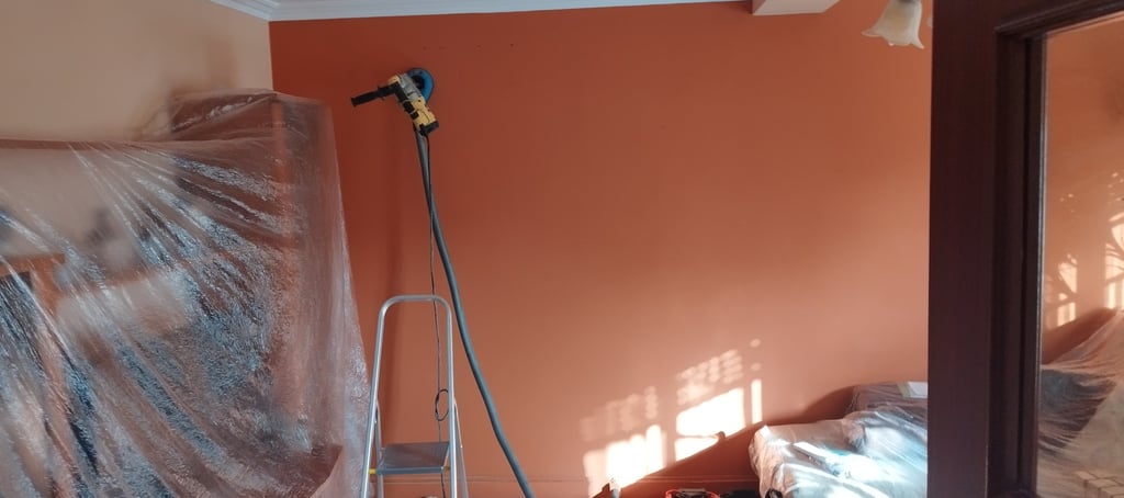 abertura do furo de parede com 80cm  com aspiração do pó