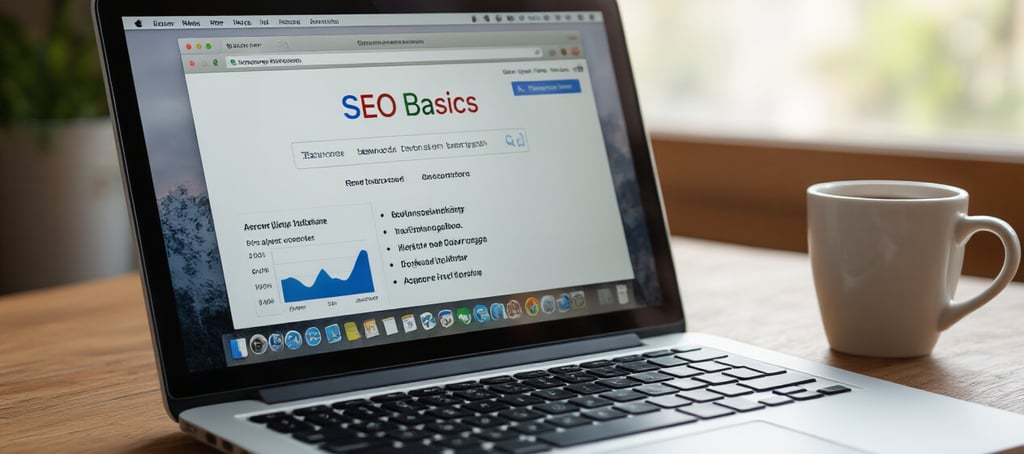 laptop with SEO basic