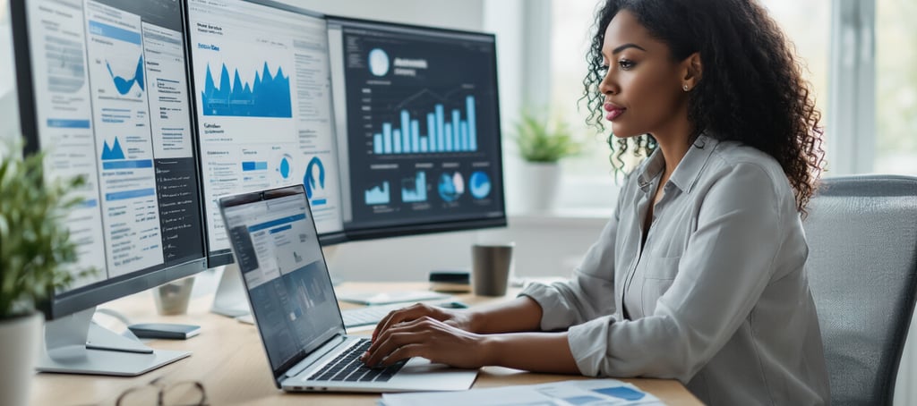 girl working on data analytics for online presence