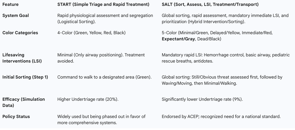 Comparison of START and SALT Triage Systems