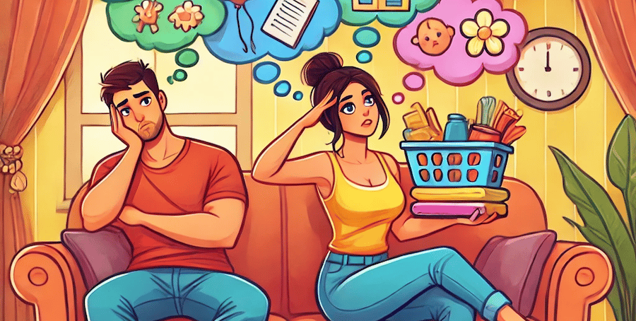 a man and woman sitting on a couch