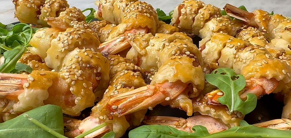 Three ingredients shrimps recipes with puff pastry