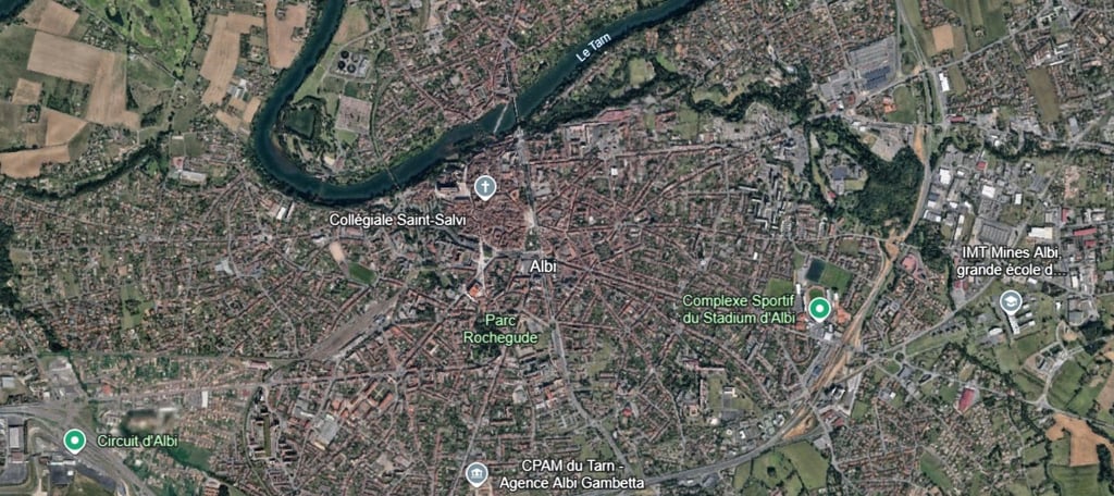 image google earth vue aerienne centre ville d'albi