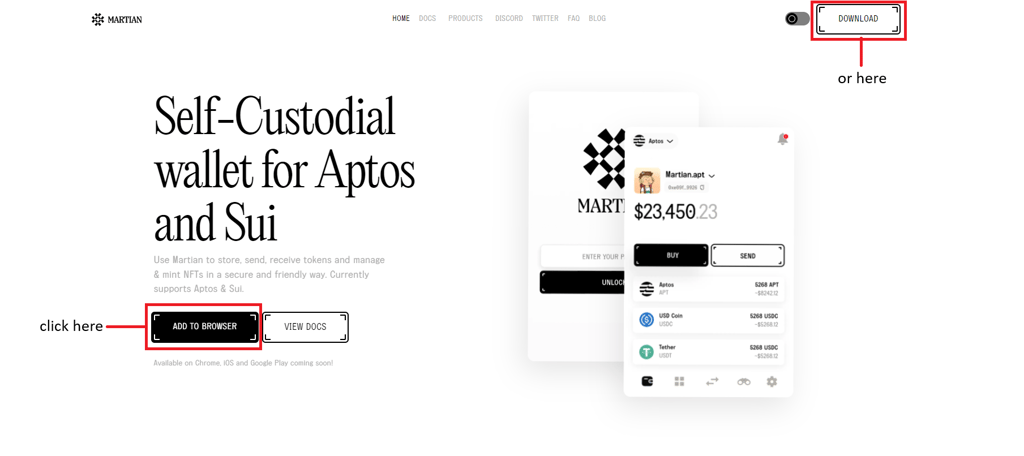 Aptos sui martian wallet download