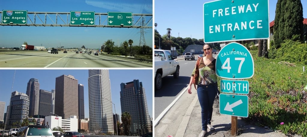 Foto da autora no transito em Los Angeles.