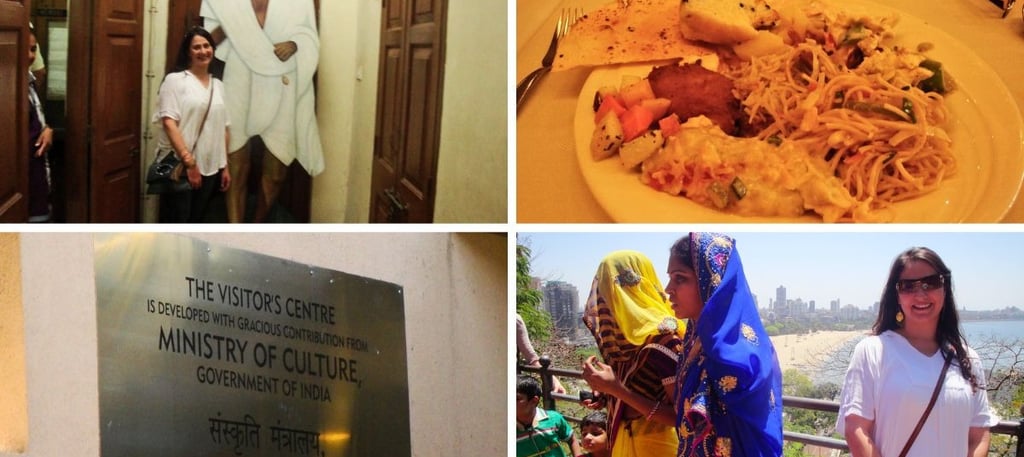 Colagem de fotos da autora explorando Mumbai em tour guiado — o que fazer em Mumbai