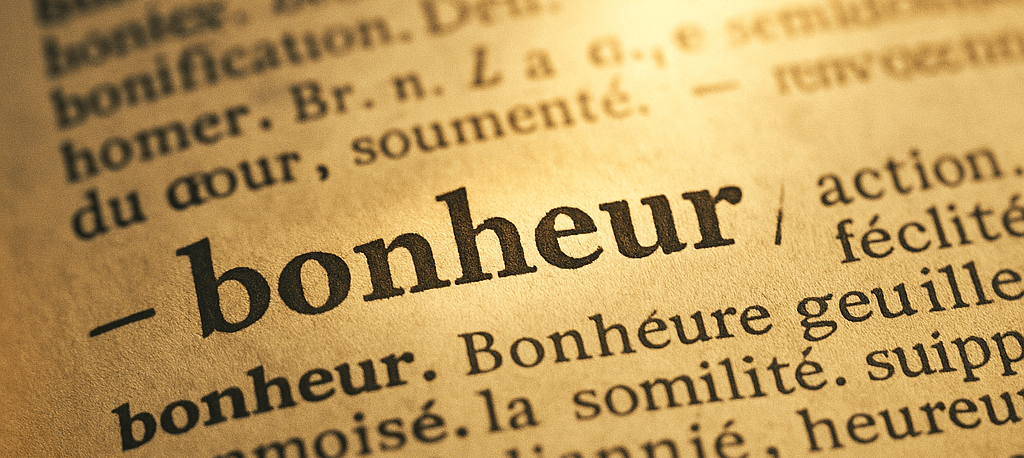 le mot bonheur sur une page de dictionnaire