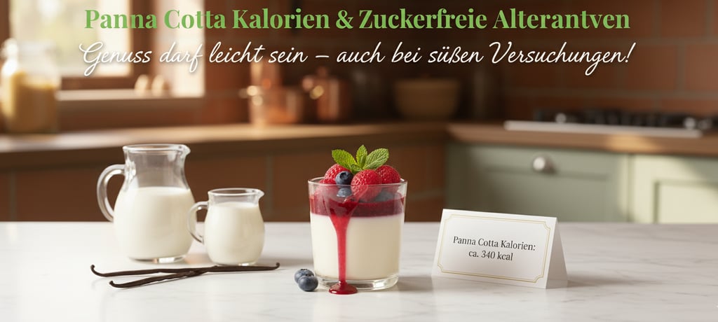Panna Cotta mit Beeren und Minze, Kalorienübersicht und Zitat ‘Genuss darf leicht sein – auch bei sü