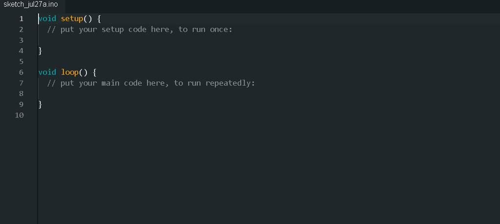 image of the default sketch in ardiuno IIDE
