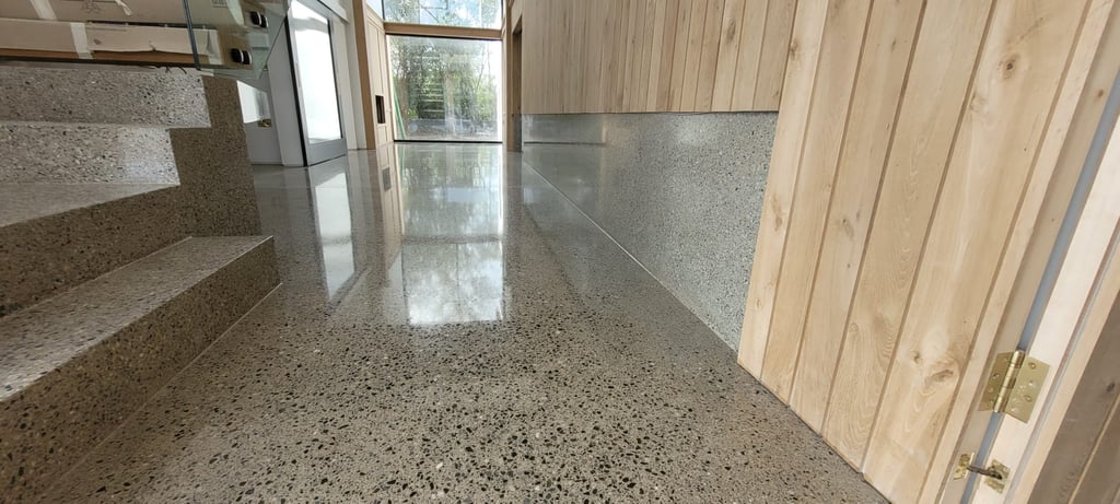 polisherd concrete floot and steps
