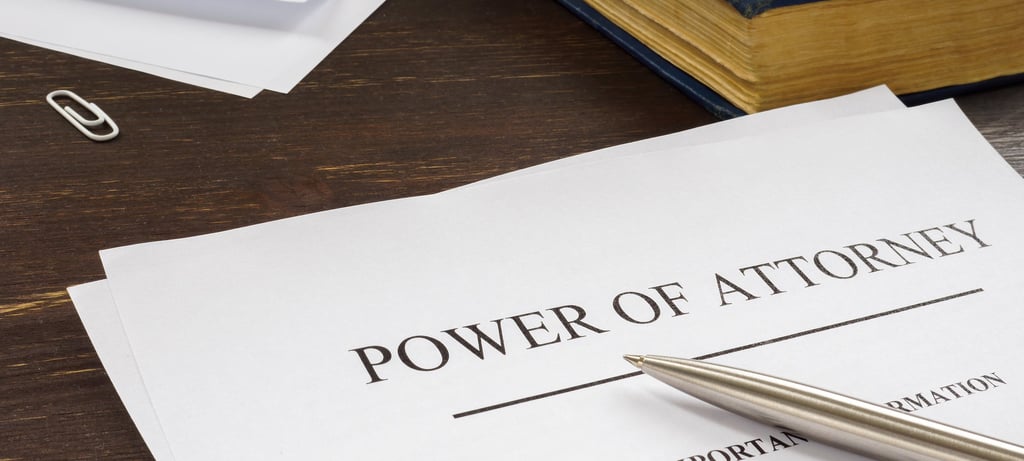 document on desk saying power of attorney