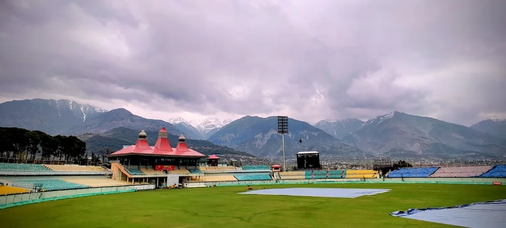 Dharamshala cricket stadium in Himachal Pradesh.