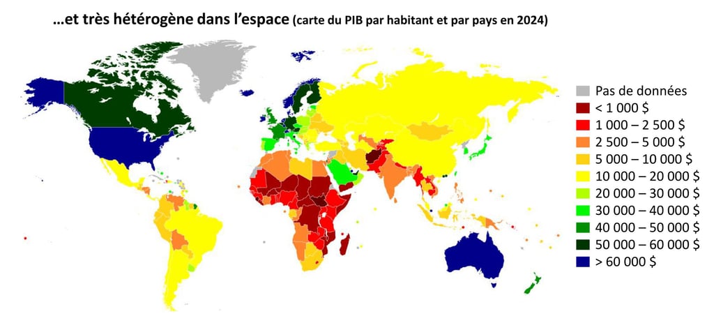 Définition de la croissance économique en image, avec la carte du PIB par habitant et par pays