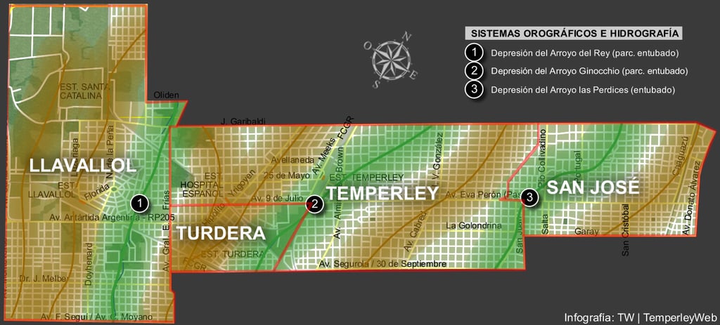 Relieve arroyos Llavallol Turdera Temperley Turdera