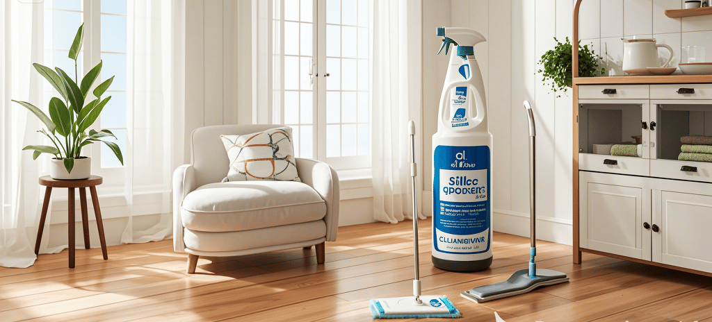 a clean and tidy house with a cleaning solution
