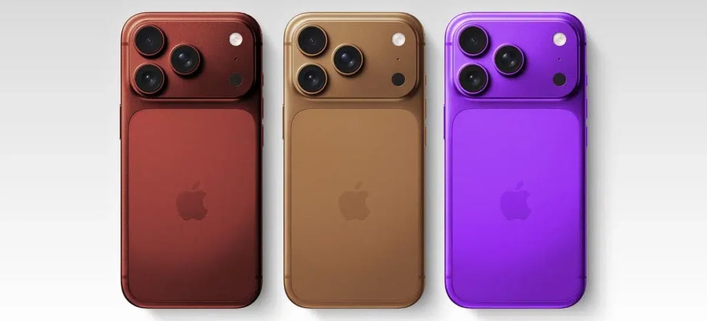 Iphone vermelho dourado e roxo