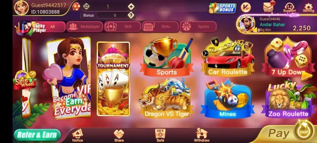 Rummy most fun game like dragon tiger, crash, play ludo, mines and 50+ games.