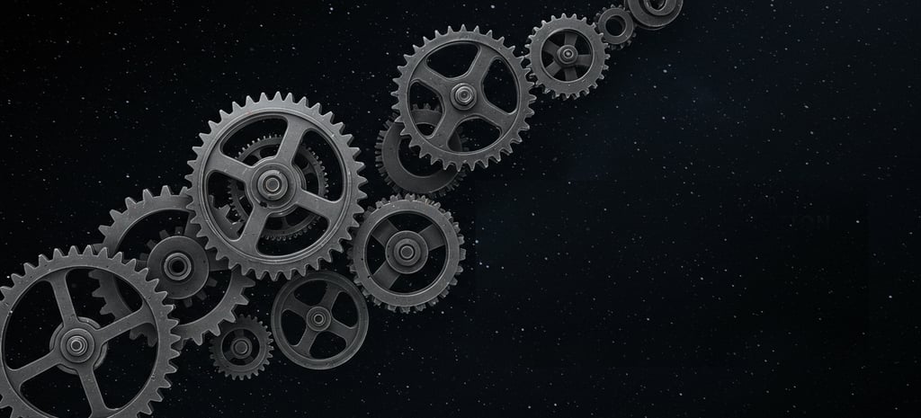 a group of gearsets with gears on a black background
