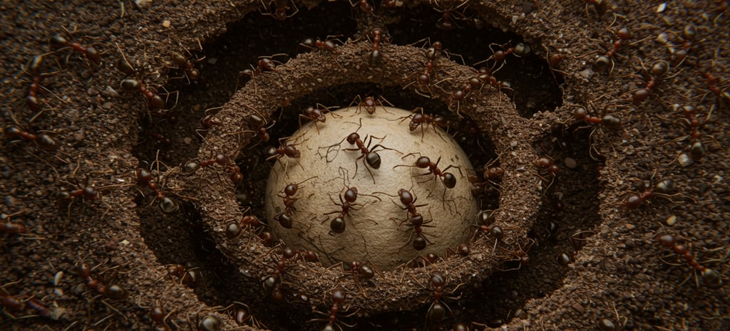 a baseball ball in the middle of a hole in the ground