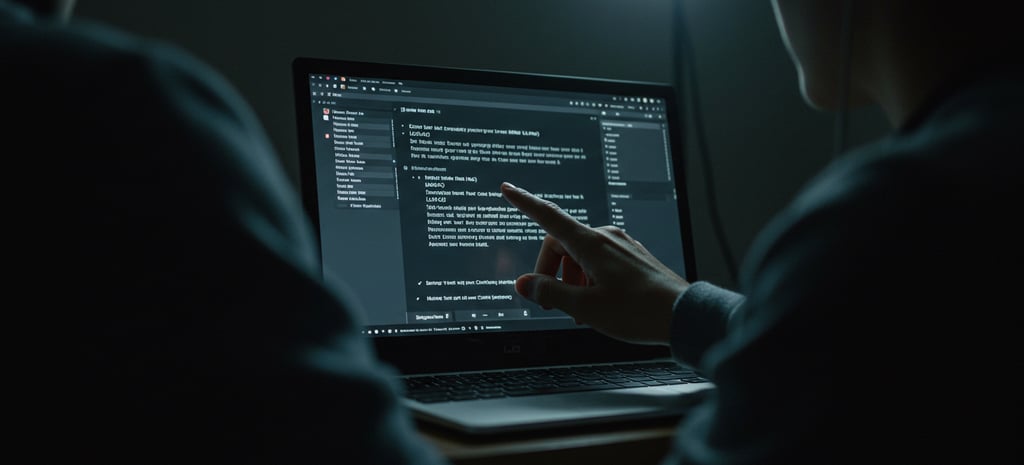 a man pointing at a computer screen with a laptop