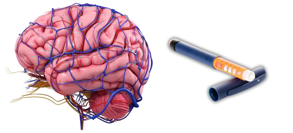 Brain on the left and diabetes medication pen on the right.