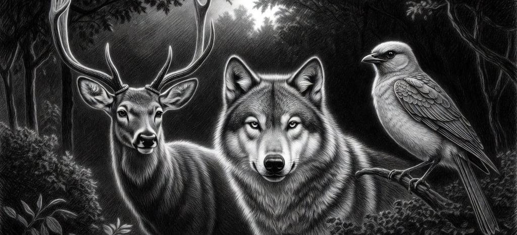 a black and white drawing of a bird and a bird